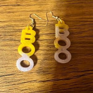 Playful Yellow and Silver 'BOO' Earrings